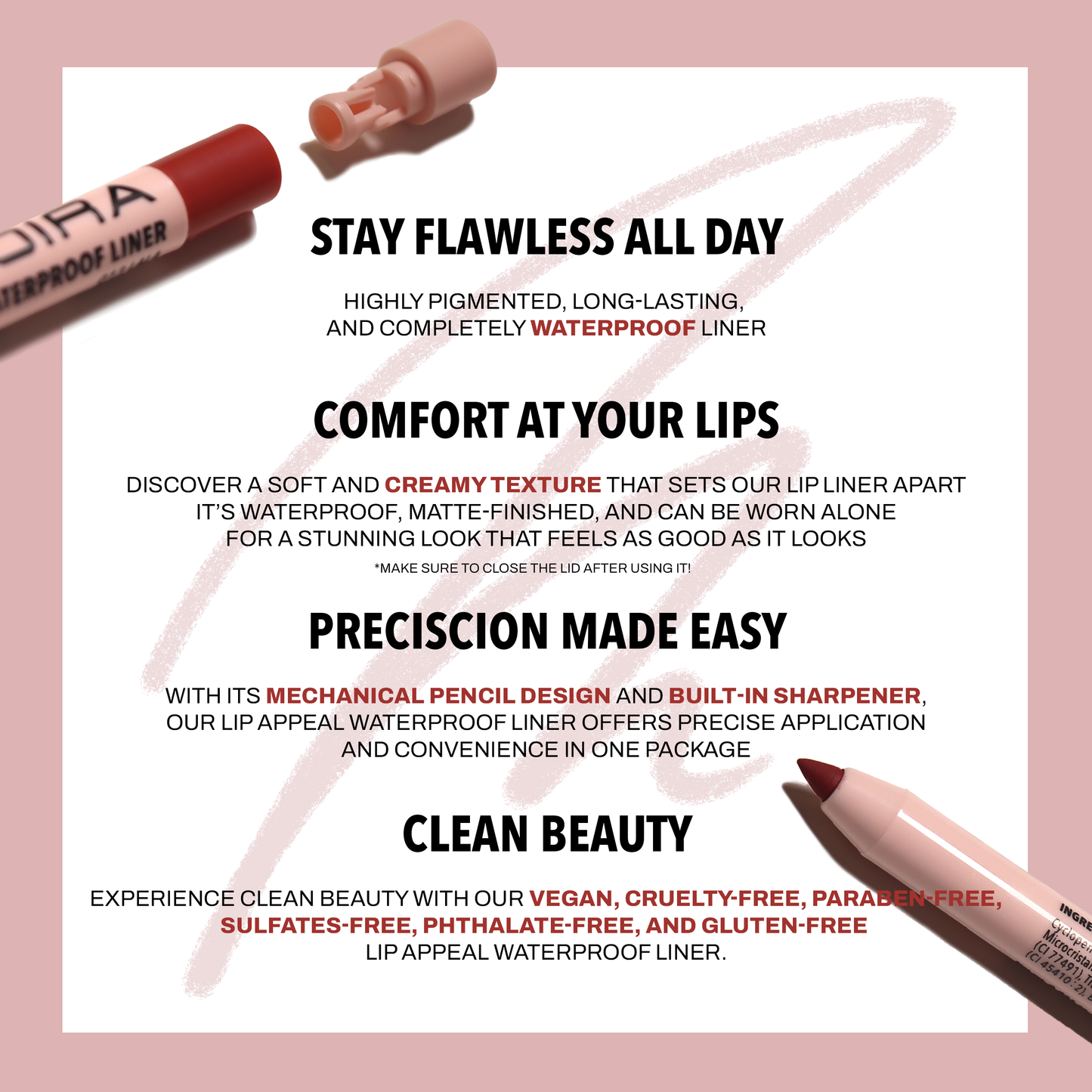 Moira Lip Appeal Waterproof Lip Liner - Girl Crush 020