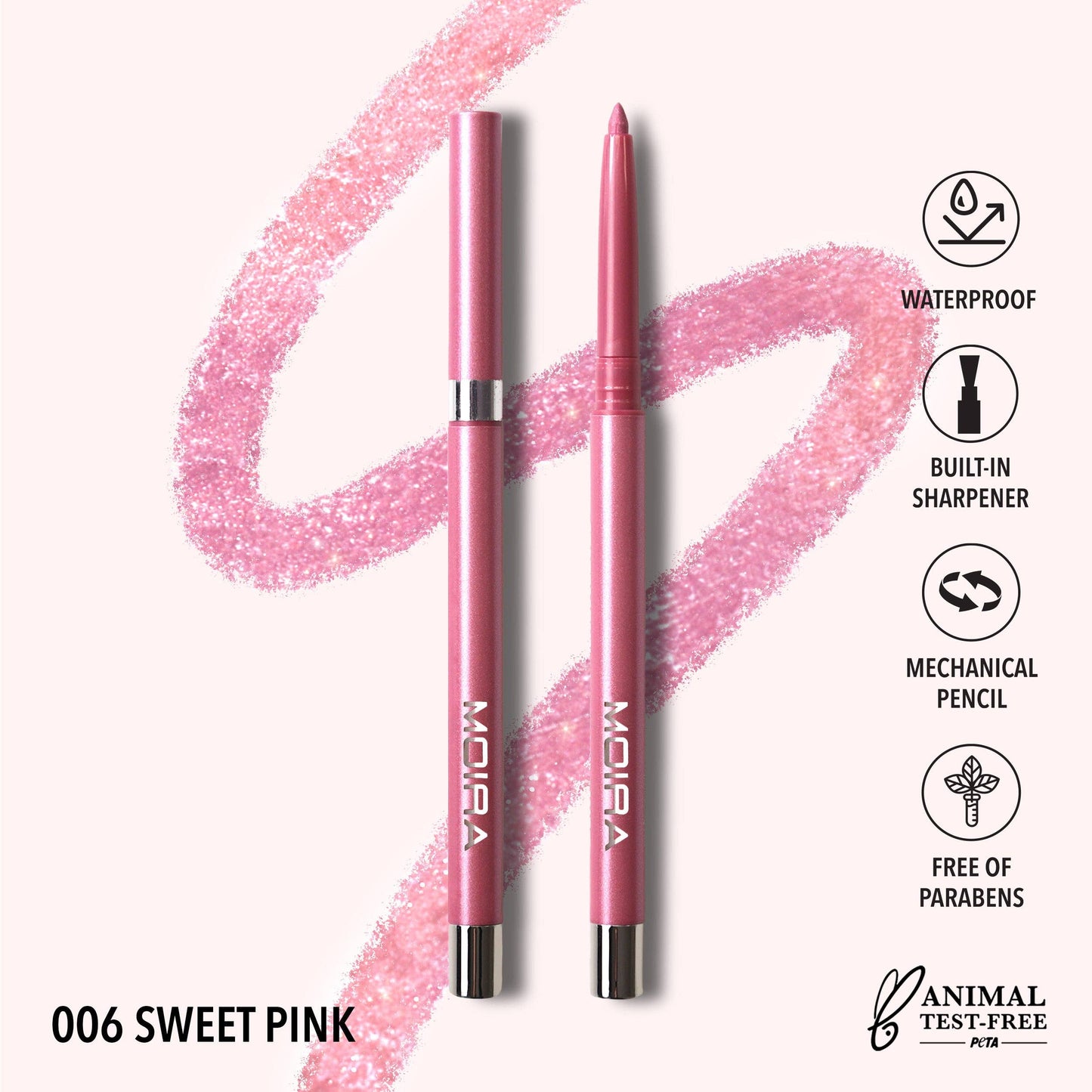 Moira Statement Shimmer Eyeliner - Sweet Pink 006
