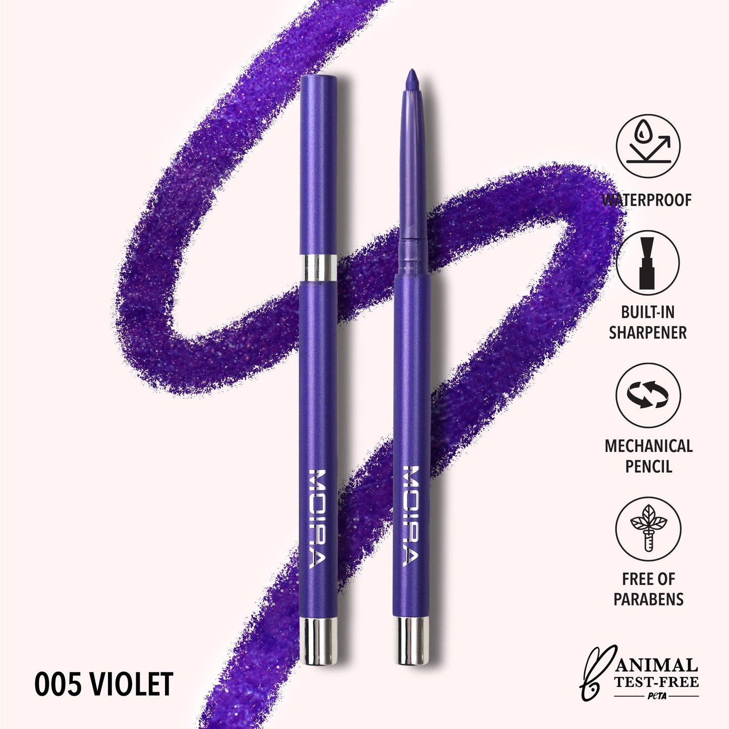 Moira Statement Shimmer Gel Eyeliner - Violet 005
