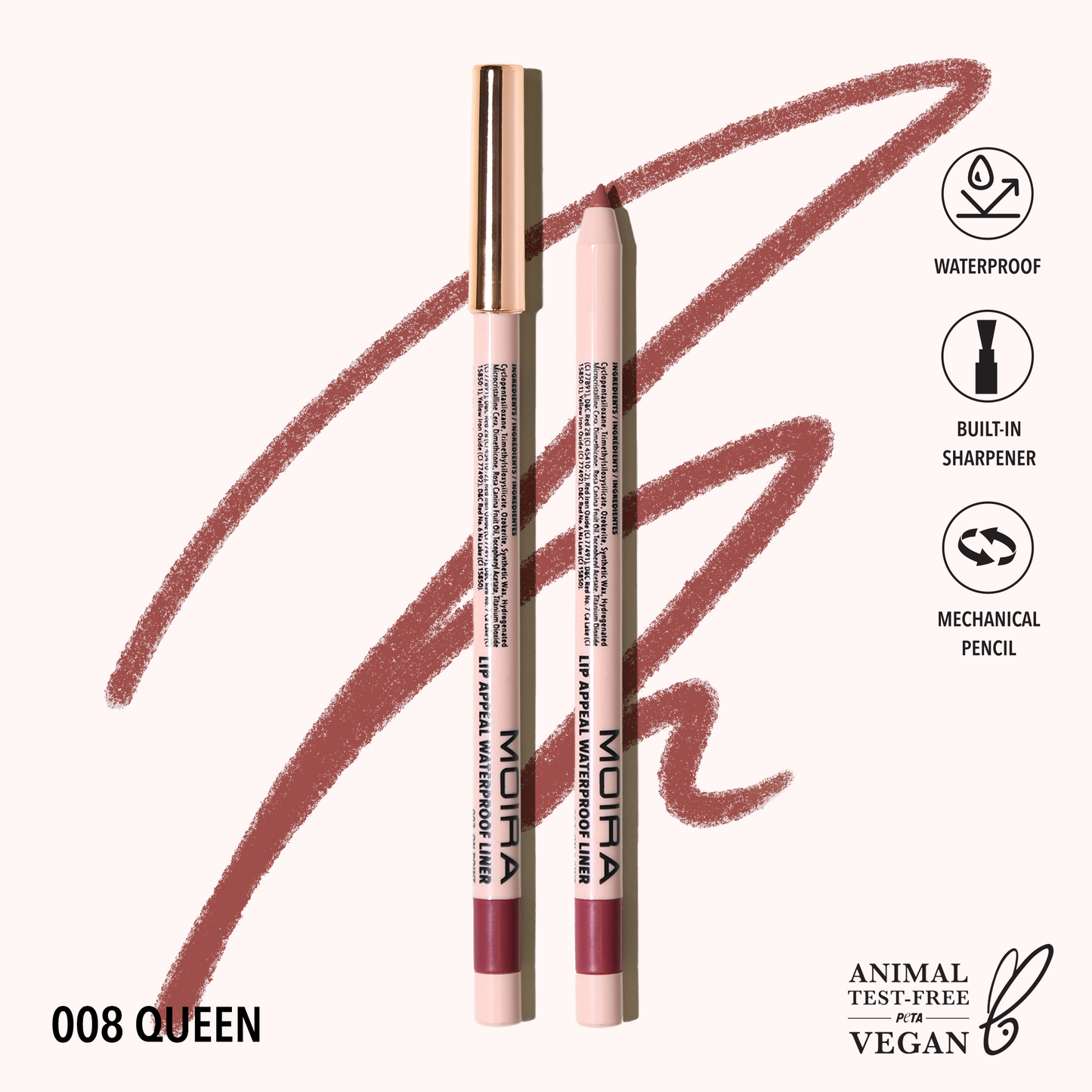 Moira Lip Appeal Waterproof Liner - Queen 008