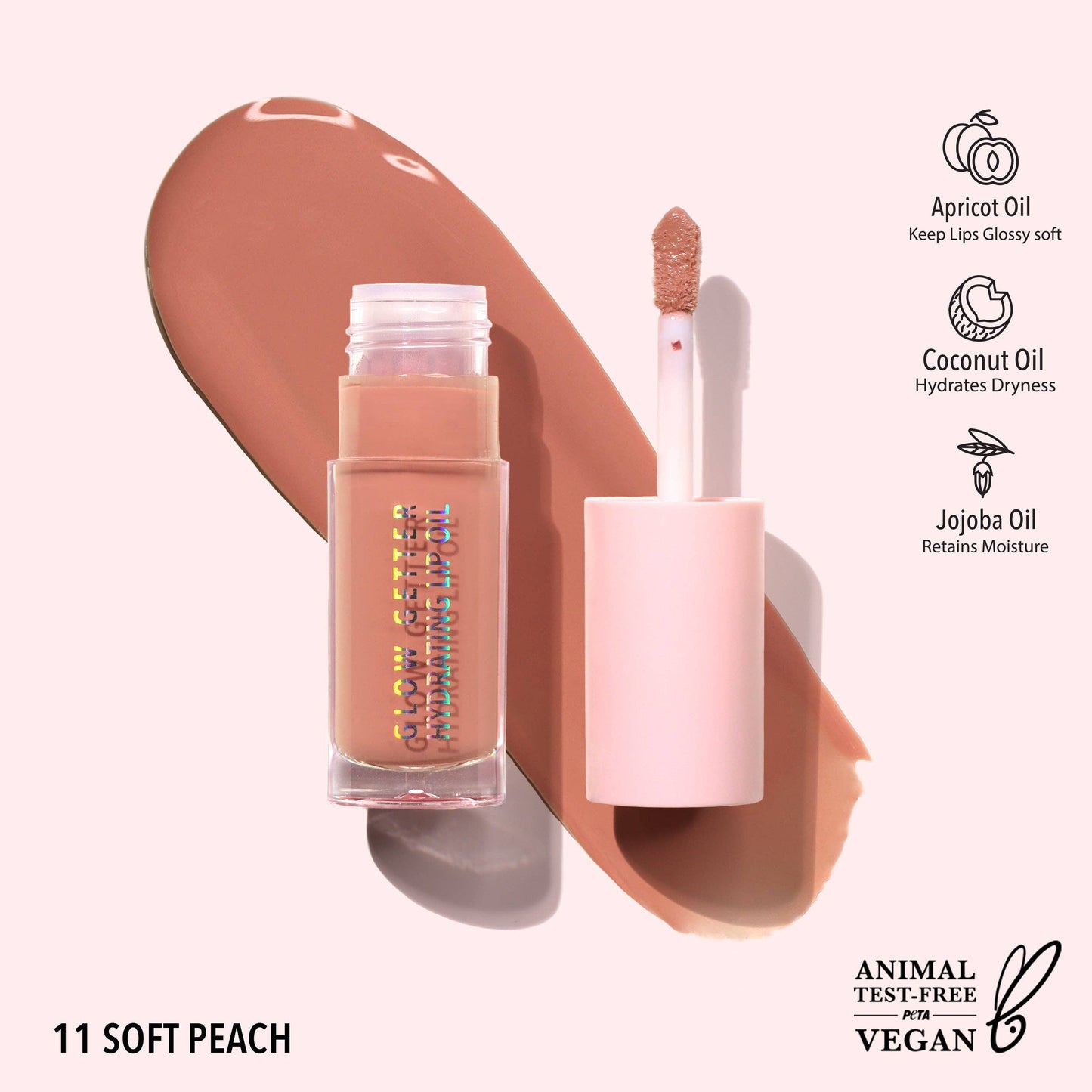 Moira Glow Getter Hydrating Lip Oil - Soft Peach 011