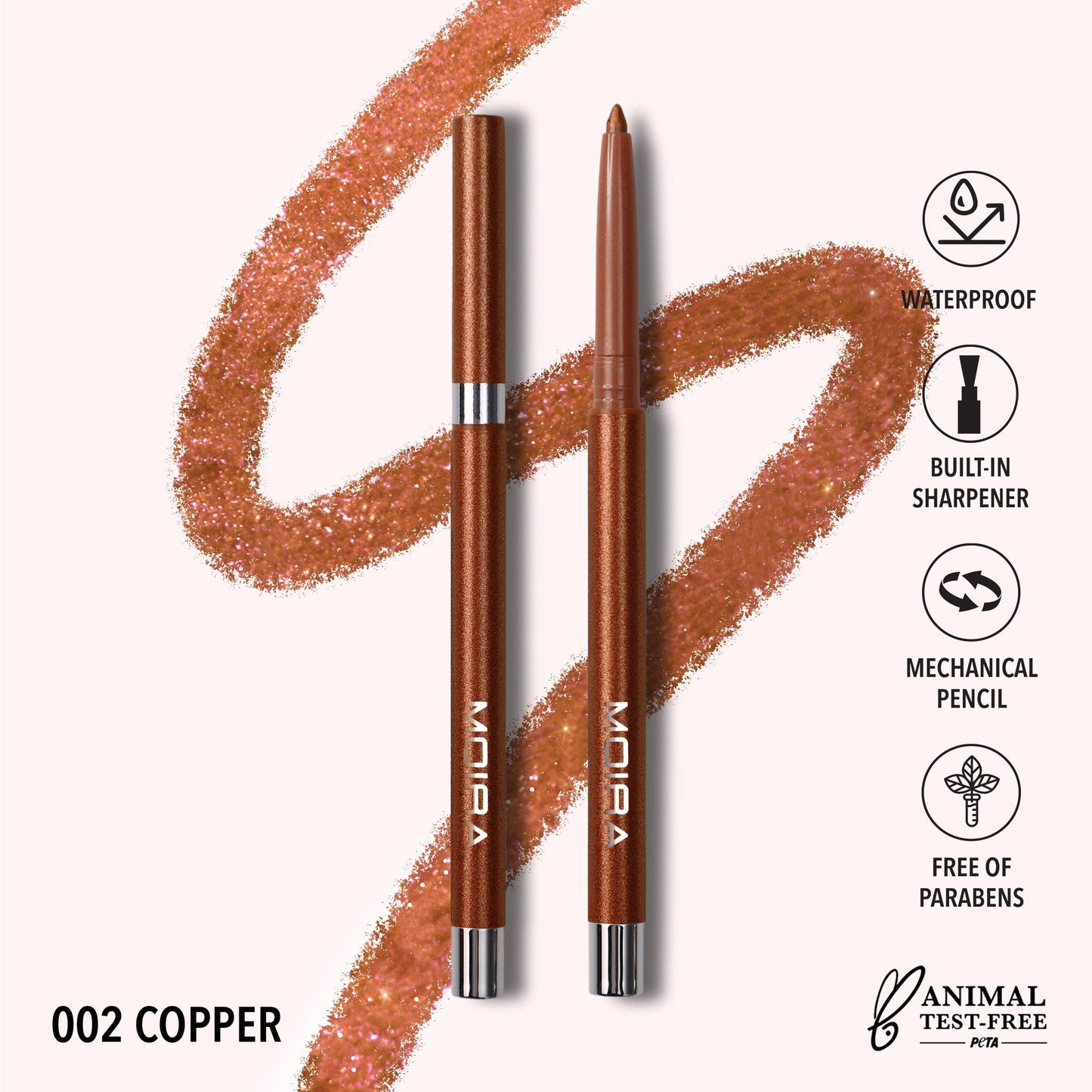 Moira Statement Shimmer Eyeliner - Copper 002