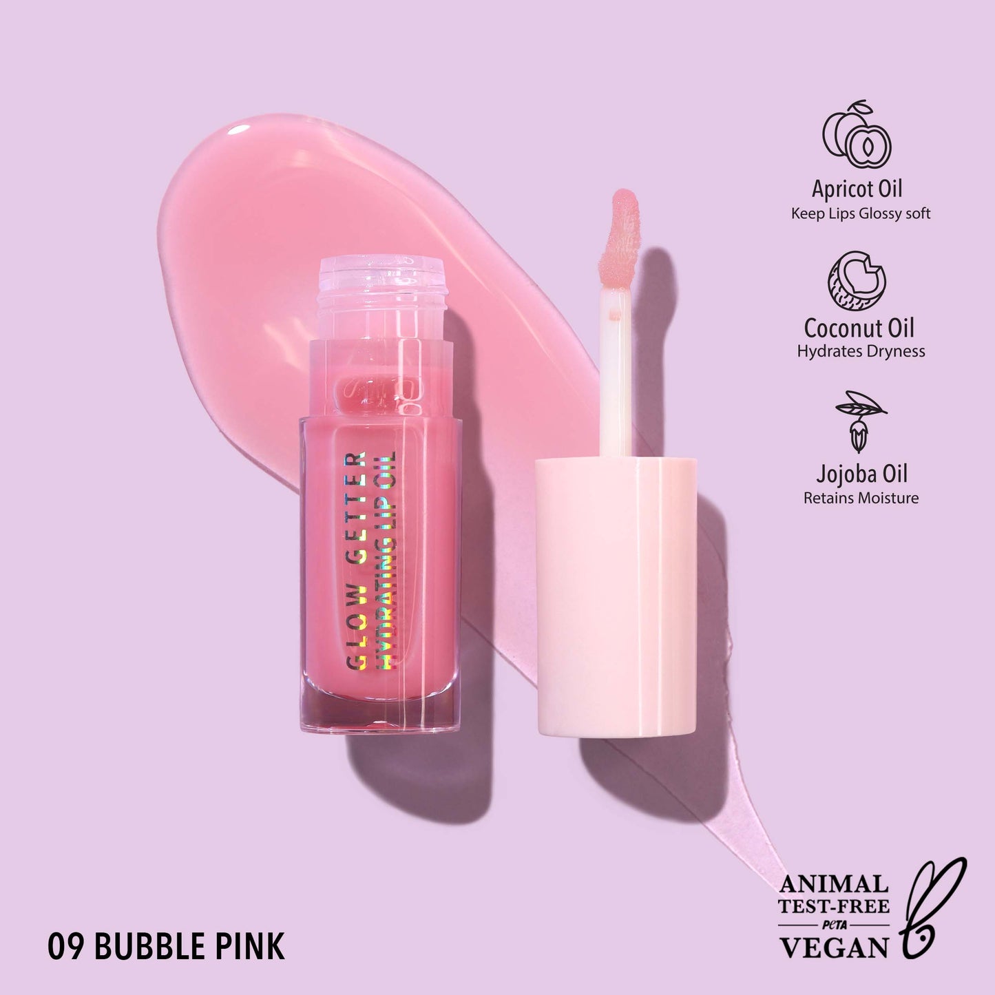 Moira Glow Getter Hydrating Lip Oil - Bubble Pink 009