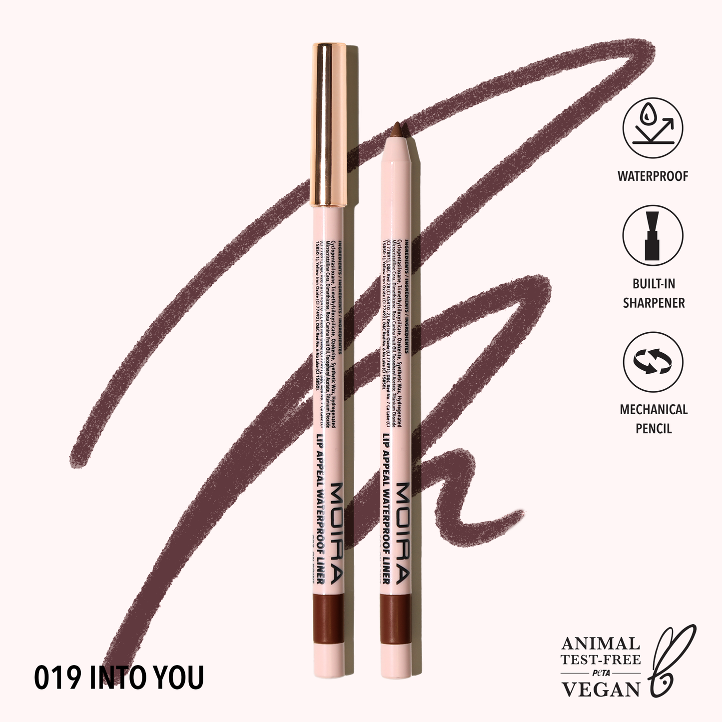 Moira Lip Appeal Waterproof Lip Liner - Into You 019