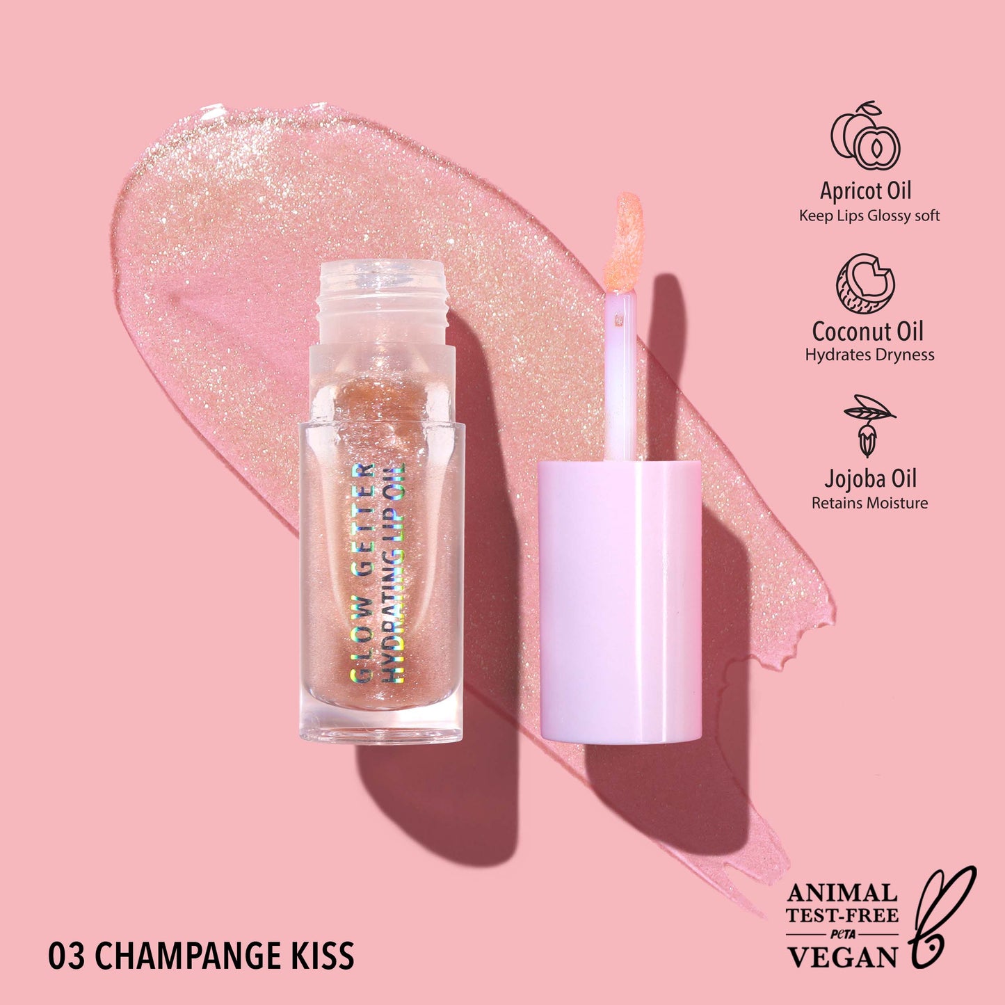 Moira Glow Getter Hydrating Lip Oil - Champagne Kiss 003
